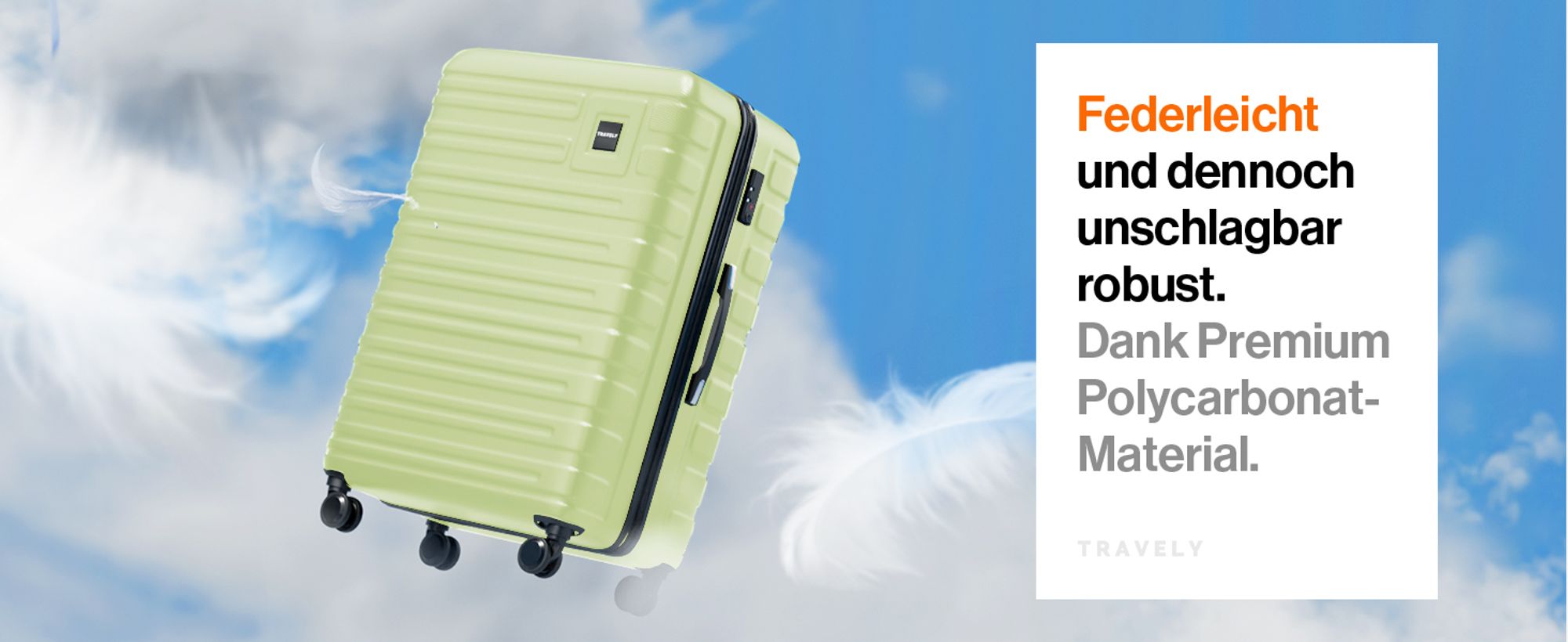 Travely Polycarbonat Koffer Groß 77cm XL - 100L Innenvolumen - 158cm Gurtmaß, sehr robuster Hartschalen Koffer mit sanften Rollen & TSA Schloss, Reisekoffer, Koffer & Trolleys, Reisekoffer mit Rollen