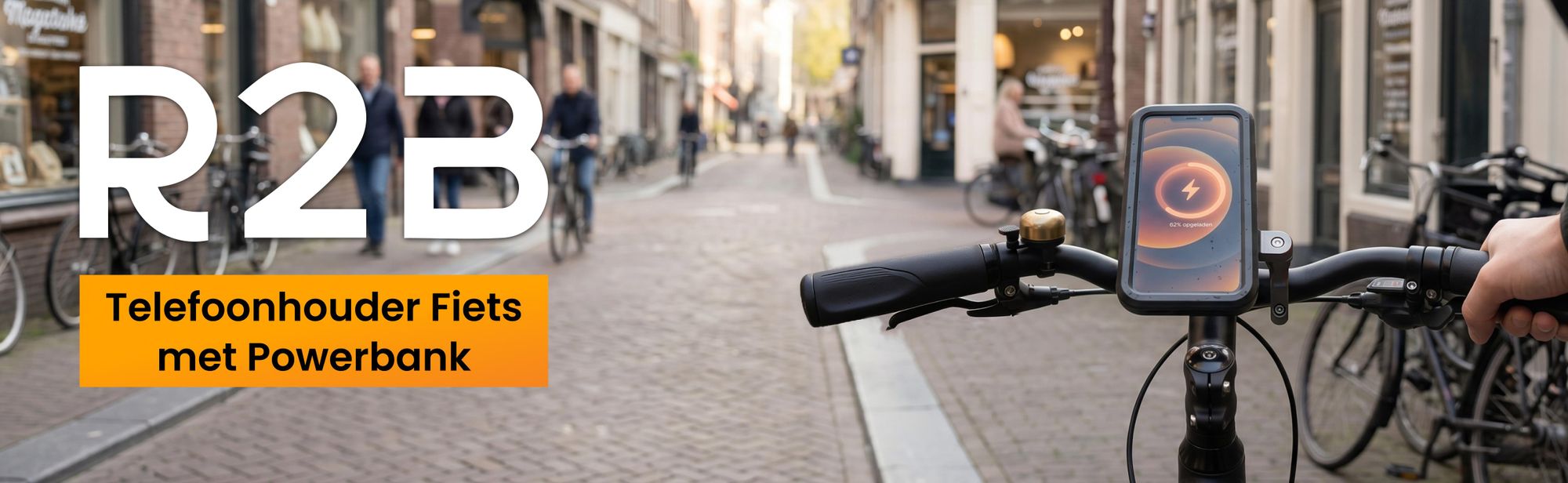 R2B Telefoonhouder Fiets met Powerbank 5000 mAh - Waterdicht