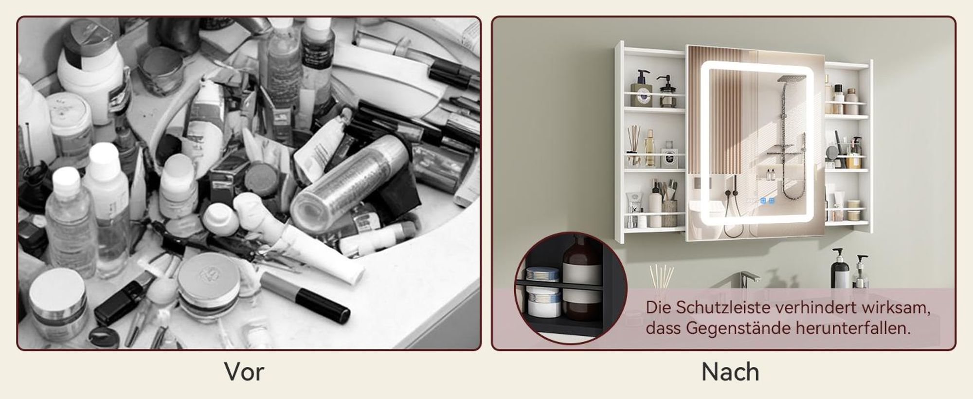 Puluomis Spiegelschrank Bad ausziehbar beschlagfrei mit 3 färbiger dimmbarer Beleuchtung, Badezimmerschrank mit Steckdose, USB-Anschluss weiß