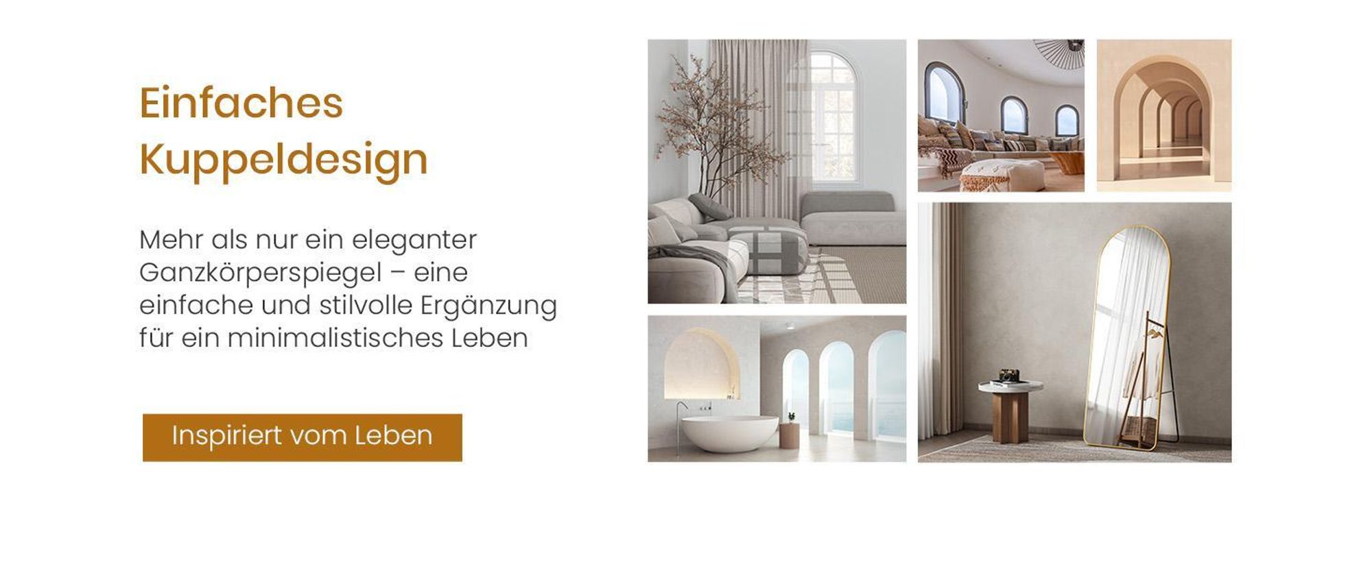 EMKE Standspiegel 160x60cm Ganzkörperspiegel Gold Aluminium Rahmen Spiegel Gewölbter Ankleidespiegel mit Explosionsgeschützte Fensterfolie