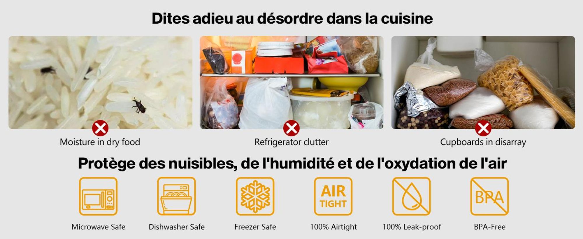 Lot YASHE de 16 boîtes de conservation hermétiques, 18,52 L