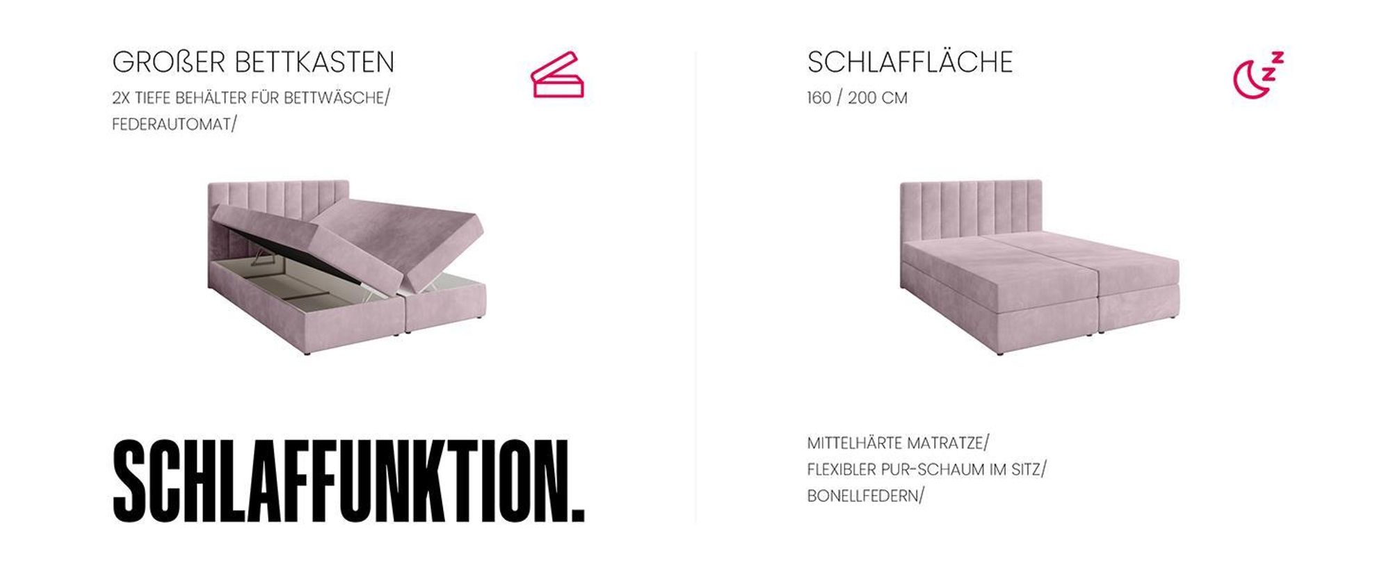 BroMARKT Boxspringbett DENVER mit 2 Bettkasten, Bonell-matratze, Polsterbett, Bett, Cordstoff (Vanille, POSO 100, 160x200 cm)