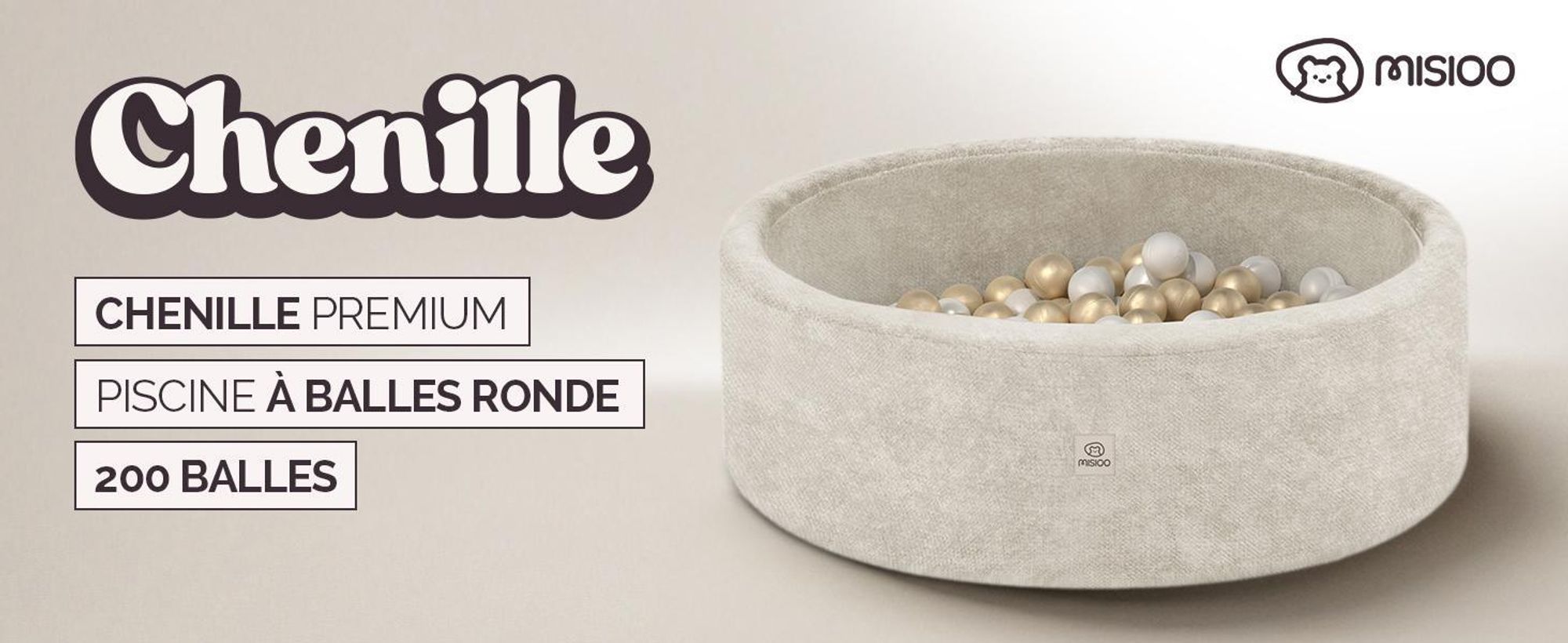 Piscine à balles MISIOO pour bébé 90 x 30 cm avec 200 balles de 6 cm de diamètre – Piscine à balles ronde pour enfants, mousse souple, housse amovible et lavable, piscine de jeu d'intérieur