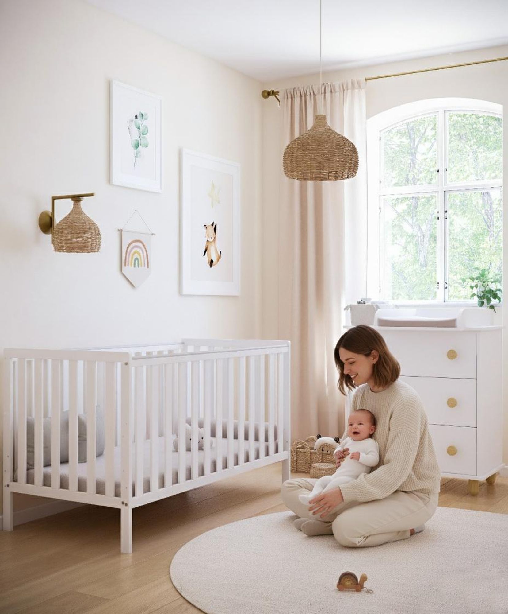 ZEE BAMBI Kaschmir Beistellbett Baby mit Rollen 120x60 cm Tragbar Babybett Verstellbarer Stubenwagen Kinder Bett 3-fach Höhenverstellbar
