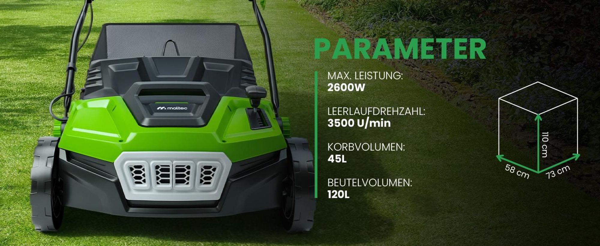 Grune Vertikutierer Rasenlüfter Elektro mit Arbeitsbreite 38cm Moosentferner