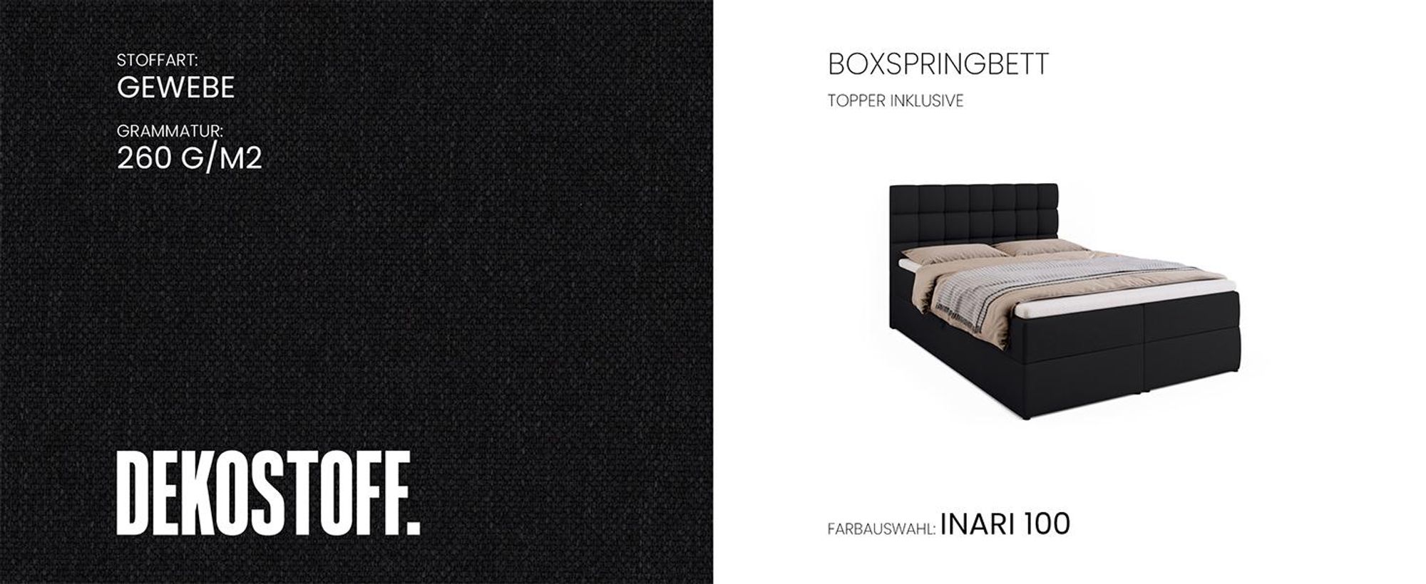 BroMARKT Boxspringbett DAKOTA mit 2 Bettkasten, Bonell-Matratze, Polsterbett, Bett (Grau, Inari 91, 140 x 200 cm)