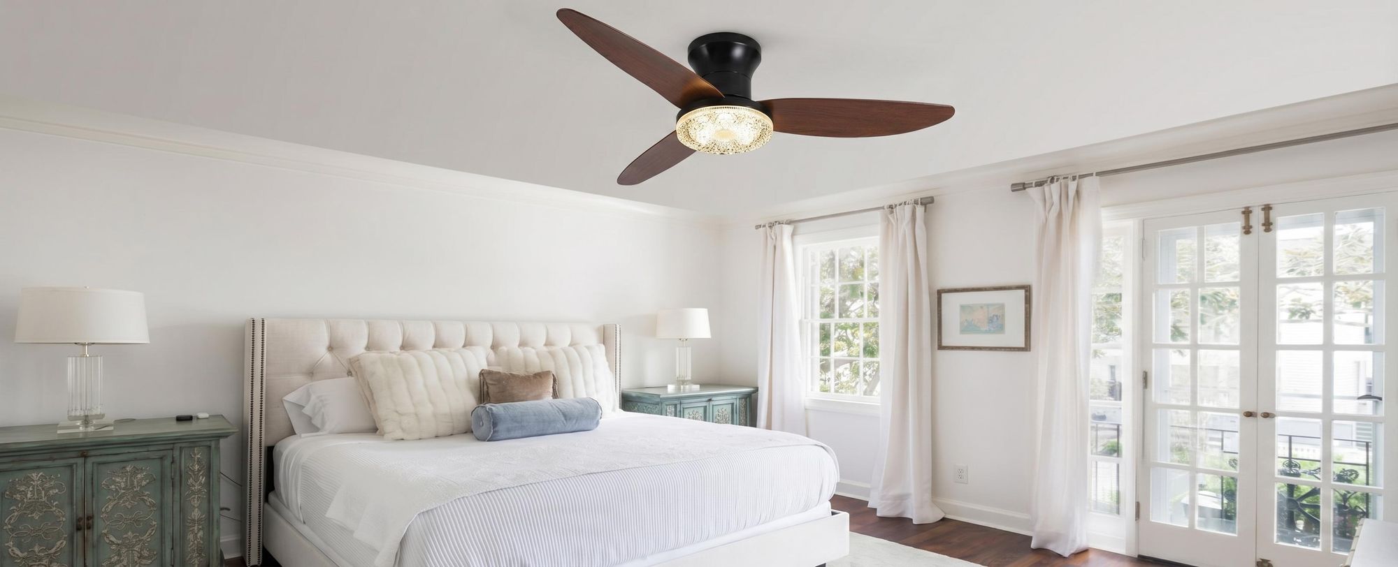 100cm Deckenventilator mit Beleuchtung und Fernbedienung DC Motor 3 Farbtemperatur Dimmbar 6 Stufen APP-Steuerung