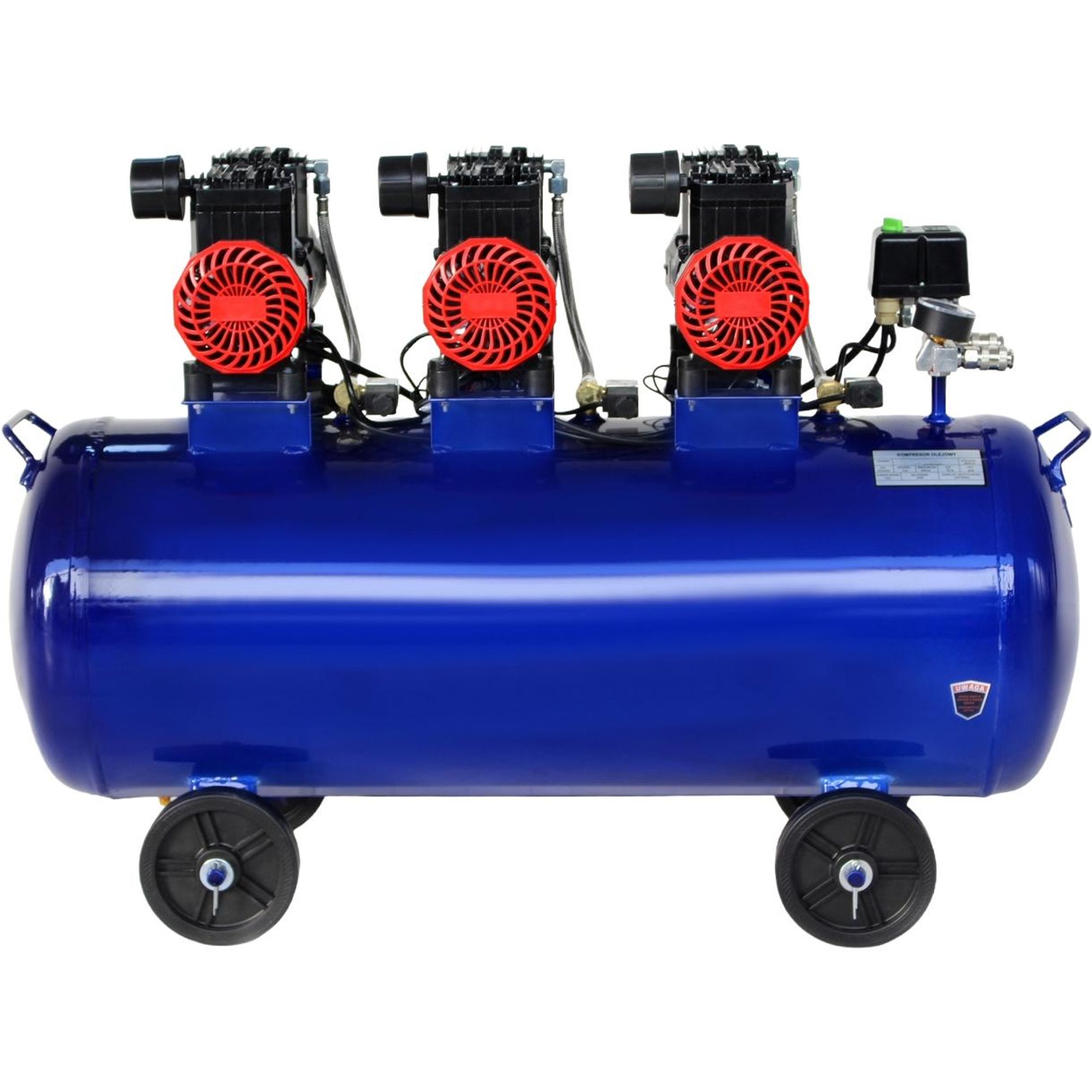 KRAFT&DELE | Flüsterkompressor, 100L, 3 Kolben, 6KW, 660L/min, Silent Kompressor, Druckluftkompressor, inklusive Druckminderer und Wasserabscheider