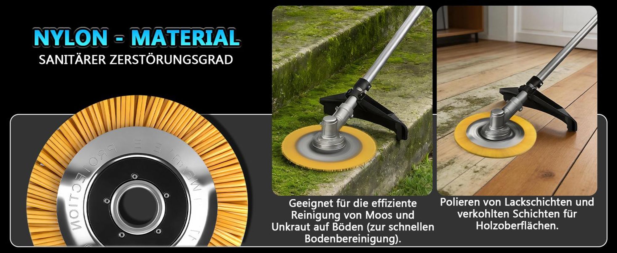 Rasentrimmer Zubehör -⌀150mm Unkrautbürste, ⌀230mm Kreissägeblatt, Bohrung 25,4mm Drahtbürste Stahlbürste Wildkrautbürste für Freischneider Motorsense