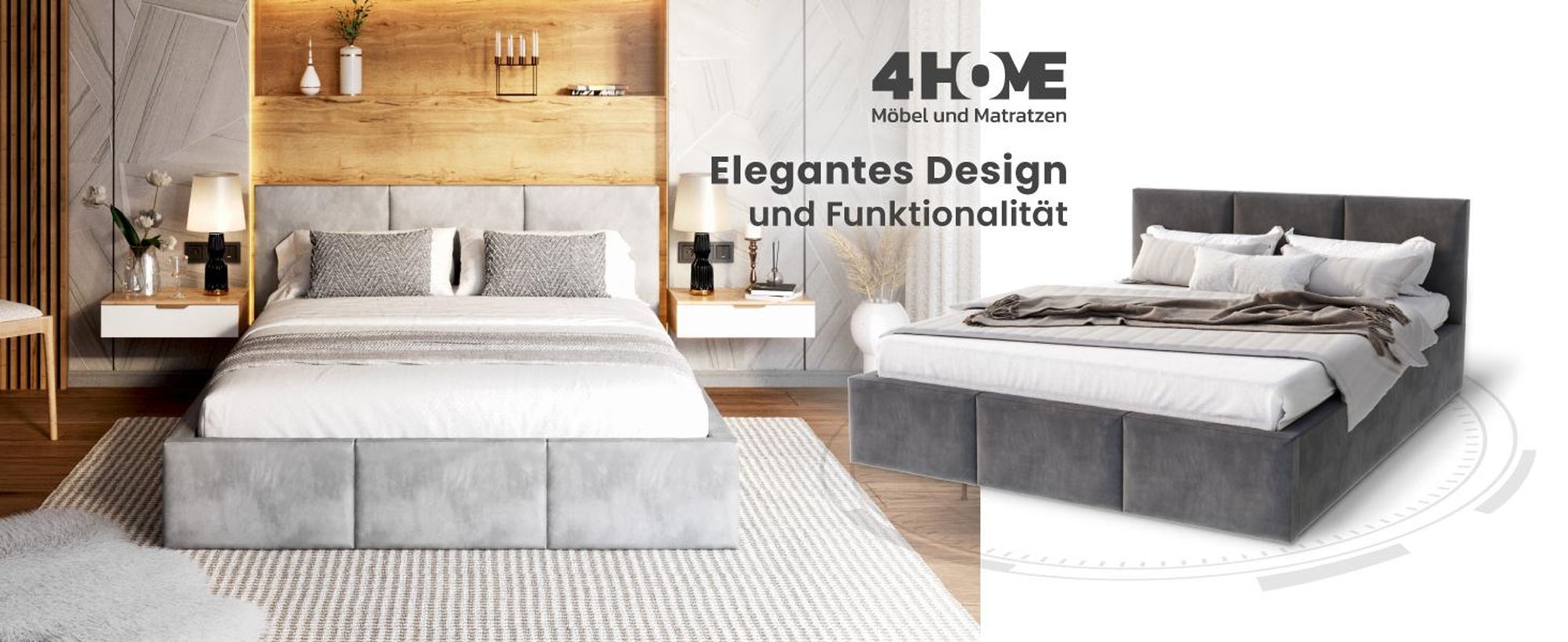 FDM Bett AMBER Trinity 160x200 cm Polsterbett mit Lattenrost aus Metall Bettkasten Stauraumbett Samt crem