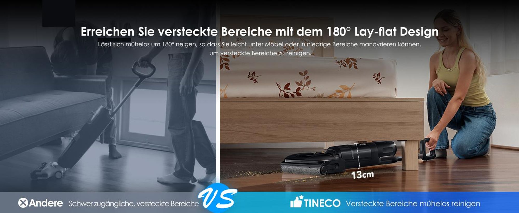 Tineco FLOOR ONE Switch S7 Stretch 5-in-1 Nass-Trockensauger & Akkusauger Set, FlashDry, Anti-Tangle, 50 Min. Laufzeit Multifunktionaler Bodenreiniger