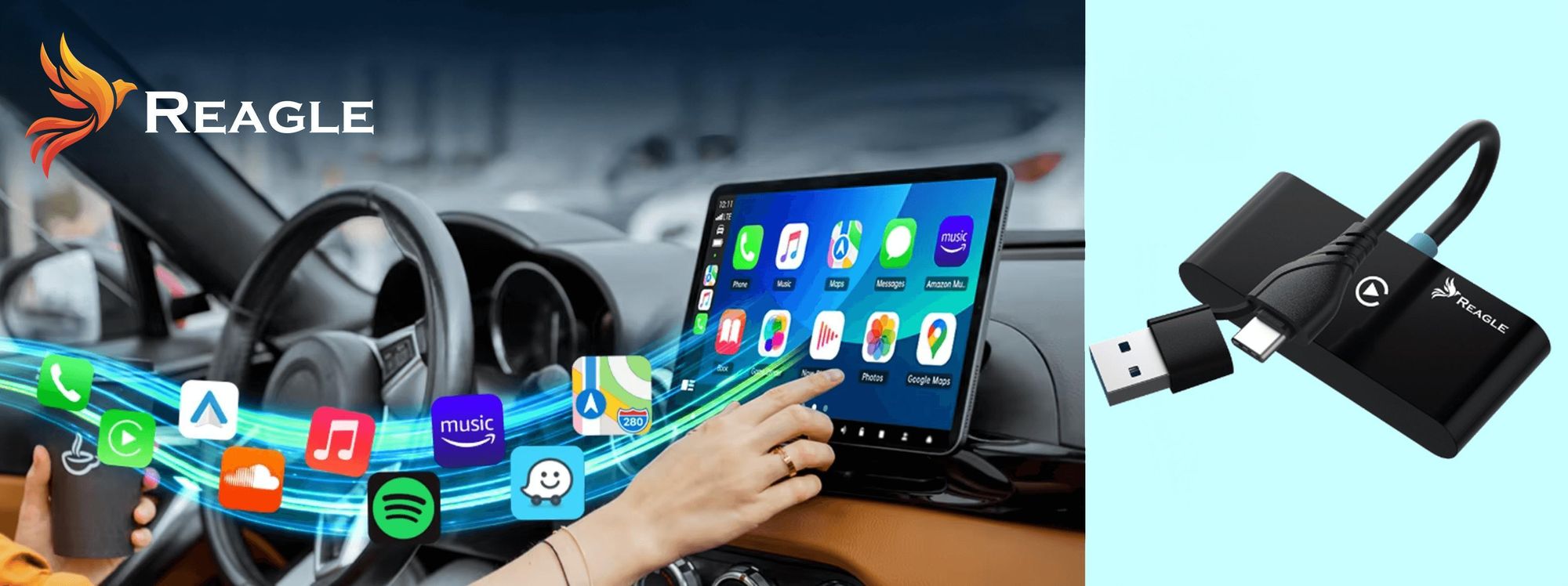 Wireless Adapter Mit Eingebautem Carplay Android Auto Apple Iphone, Kabelloser Mini-Adapter, Plug And Play
