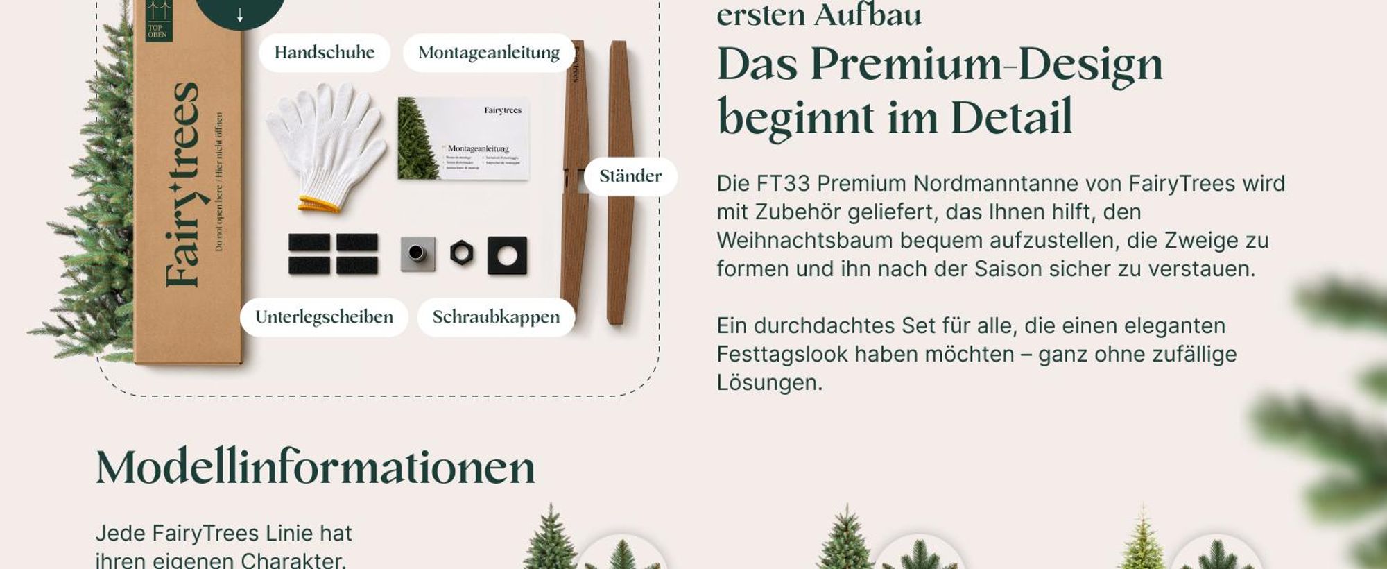 FairyTrees Weihnachtsbaum künstlich 180 cm ALPENTANNE Premium mit Christbaum Holzständer | Tannenbaum künstlich mit Naturgetreue Spritzguss Elemente | EU |
