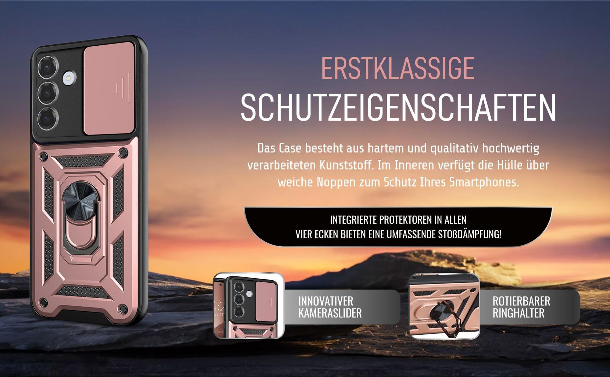 Handycase in Rosegold für Samsung Galaxy S26 mit Ringhalter