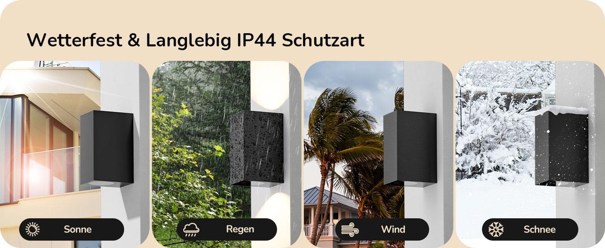 EDISHINE 2er LED Wandleuchte Aussen Schwarz, Up-Down Wandlampe Einstellbarer Lichtstrahl, IP44 spritzwassergeschützt