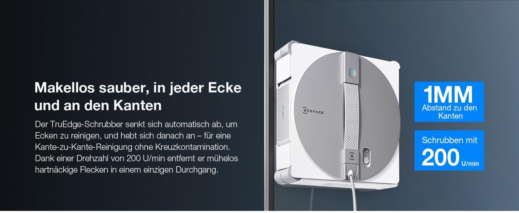 ECOVACS WINBOT W3 OMNI Fensterputzroboter mit Multifunktionsstation, Automatische Reinigung der Wischpads, Intelligente Reinigung entlang der Ränder