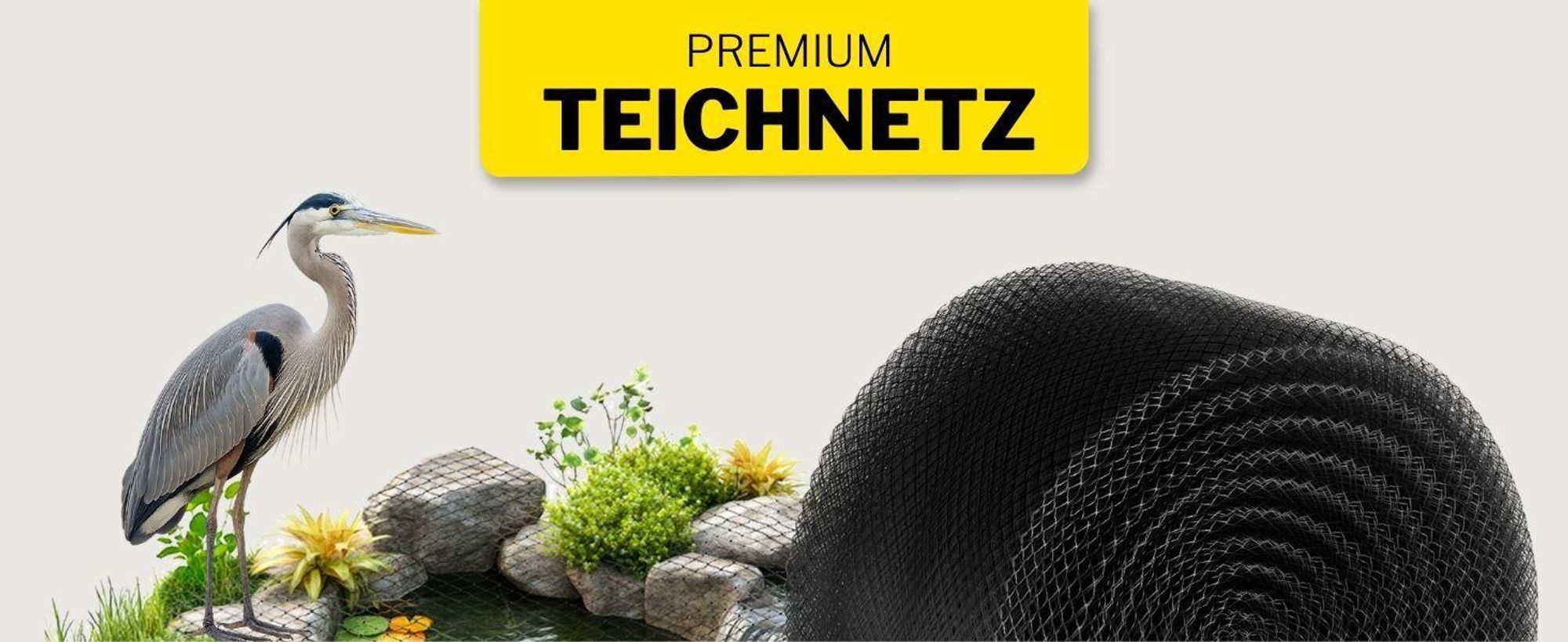 Teichnetz feinmaschig - 18 x 18 mm | 5x4 m | Schutznetz gegen Reiher, Laub und Tiere, UV-beständig, inkl. Befestigungsset