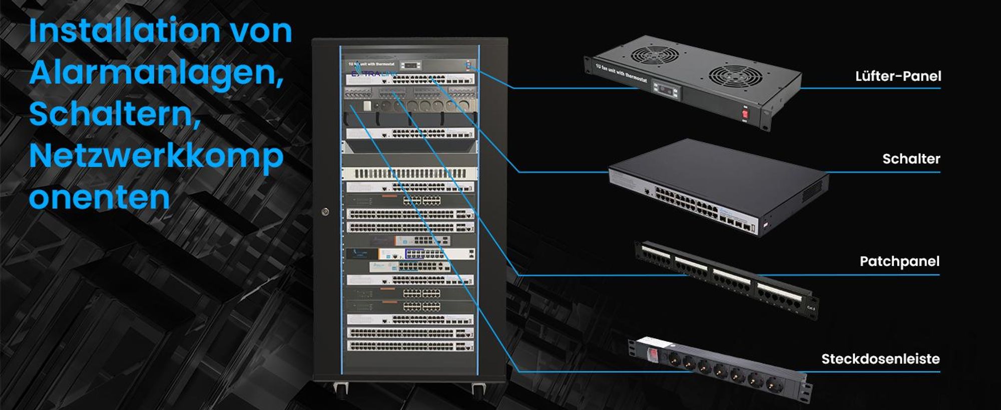 Extralink 19" Netzwerkschrank Serverschrank Stehend 22HE 600x600 Schwarz