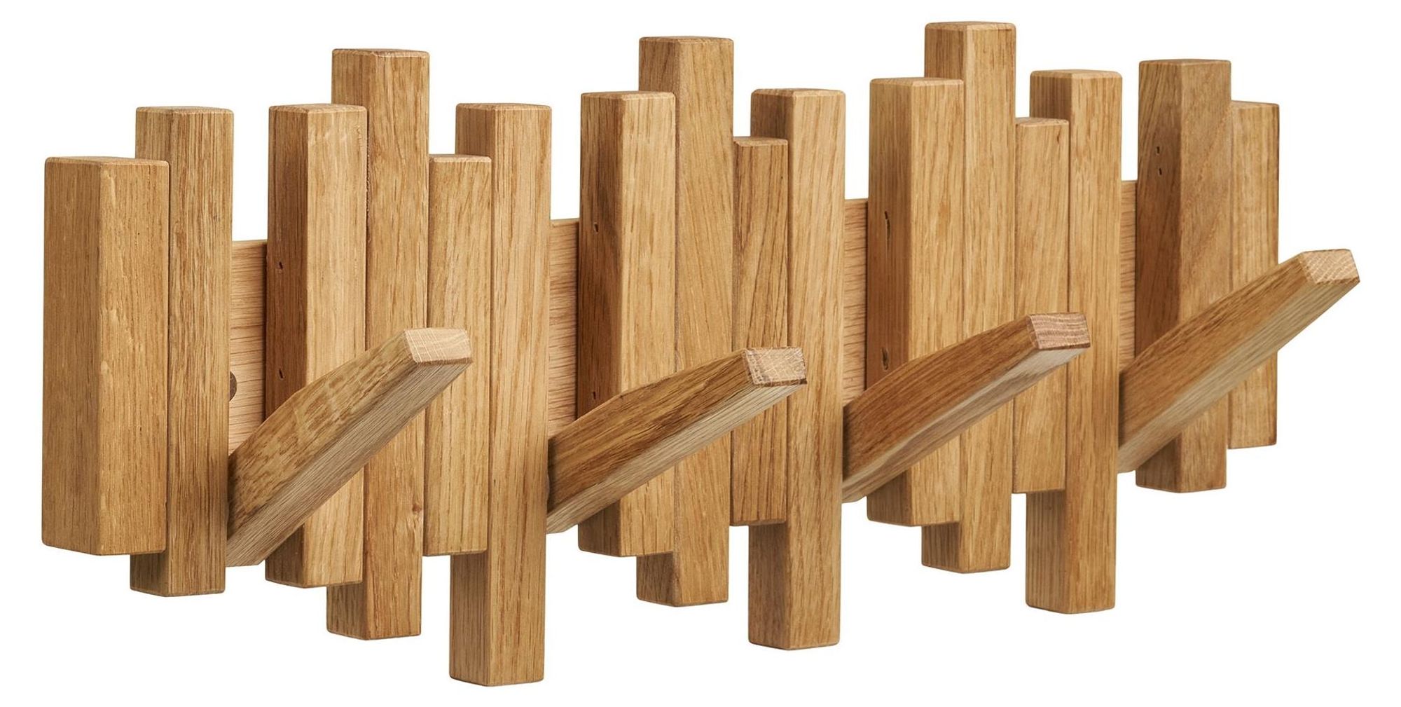 Caltra Garderobenleiste – Wandgarderobe aus massiver Eiche mit 4 Haken