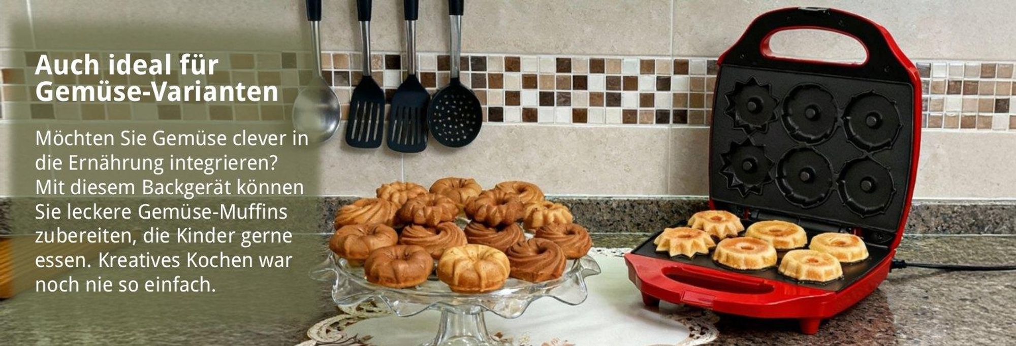 Kalorik Guglhupfbäcker Traditionsformen, 3 Formen für leckere Törtchen, 900 W, Rot, TKG CKM 1007 RD