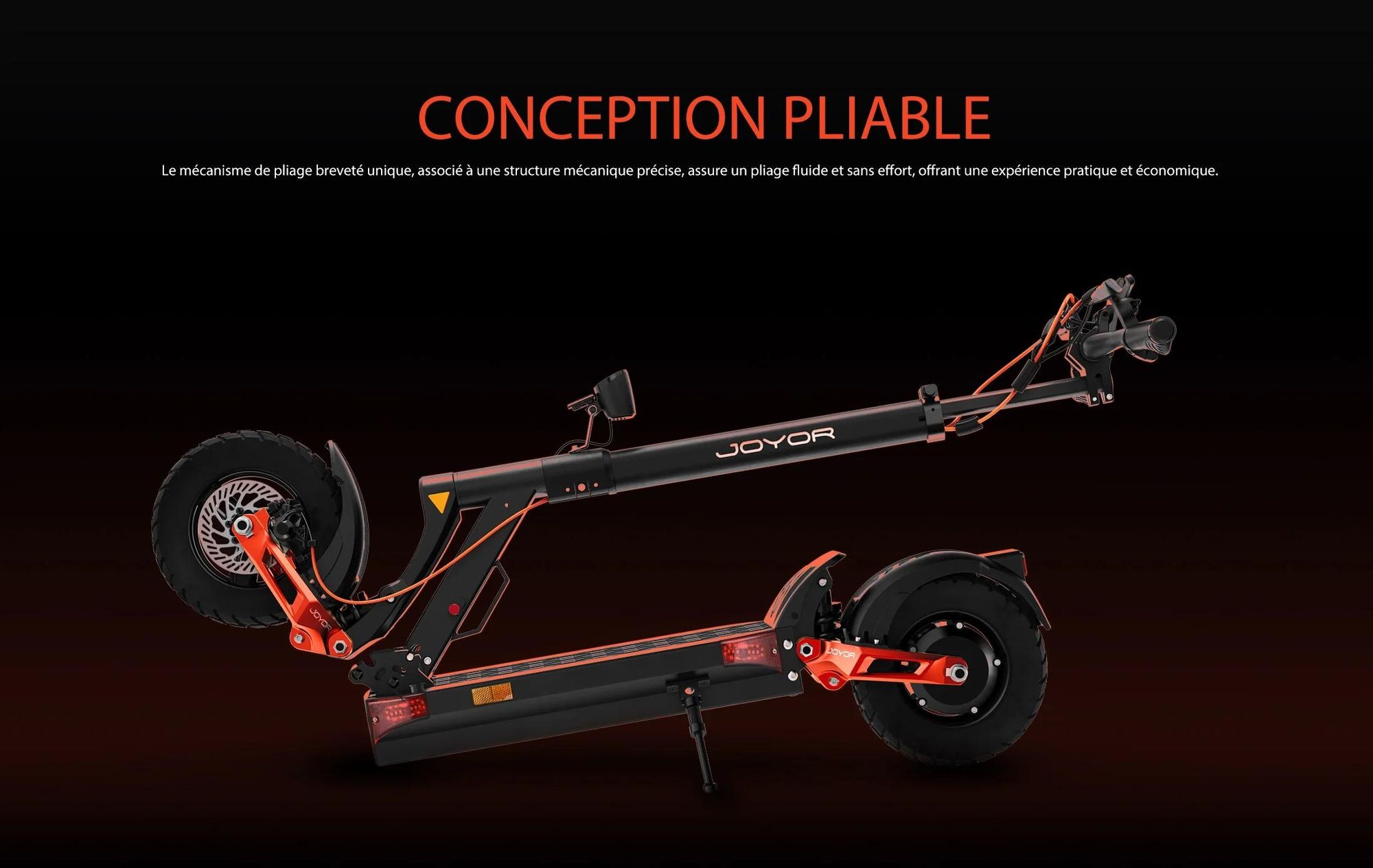 JOYOR T6 Pliable Trottinette électrique - Moteur 600W Batterie 48V18AH Pneus de 10 Pouces - Noir