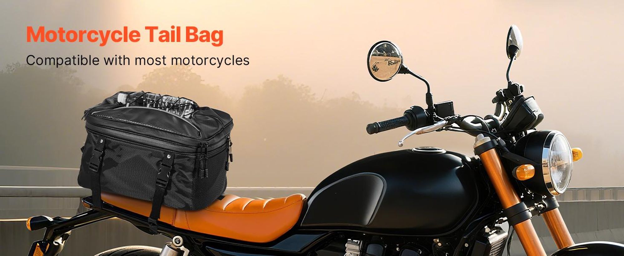VEVOR Motorrad-Hecktasche, 30 L Motorrad-Rücksitztasche mit wasserdichter Regenhaube, Outdoor-Sport-Motorrad-Gepäckaufbewahrung, Trägersystem mit Schultergurten, universell passende Heckträger, Schwarz, 22-34 L
