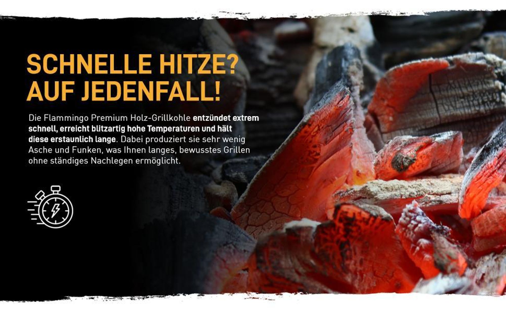 Flammingo® Grillkohle 30kg – Hartholz-Holzkohle – 100% Naturkohle – extra große Körnung – langanhaltende Glut – BBQ Grill Smoker