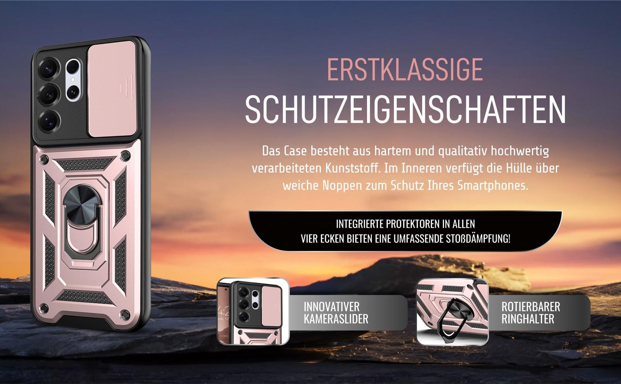 Handycase in Rosegold für Samsung Galaxy S26 Ultra mit Ringhalter