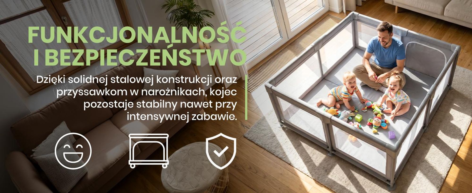 Dziecięcy kojec do zabawy z siatkowymi ściankami z zamkiem błyskawicznym 150 na 180cm