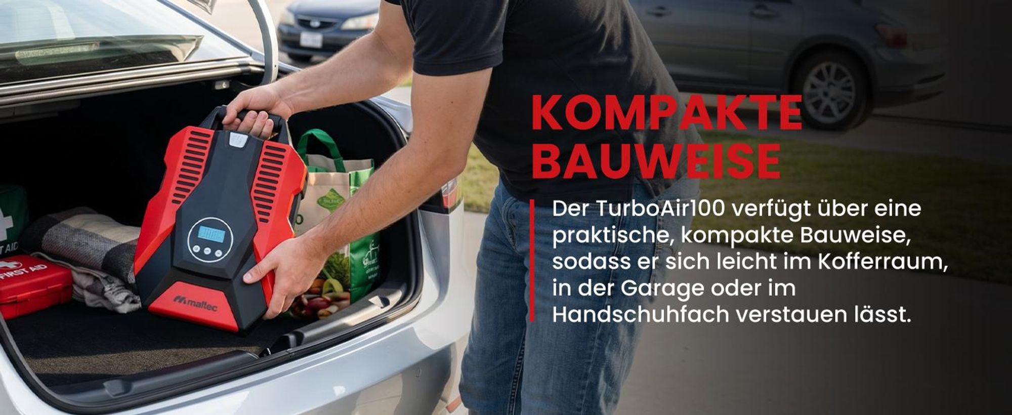Starke Auto Kompressor 12V Reifenfüller mit 150 PSI Digitalanzeige 3 Düsen für Auto, Fahrrad