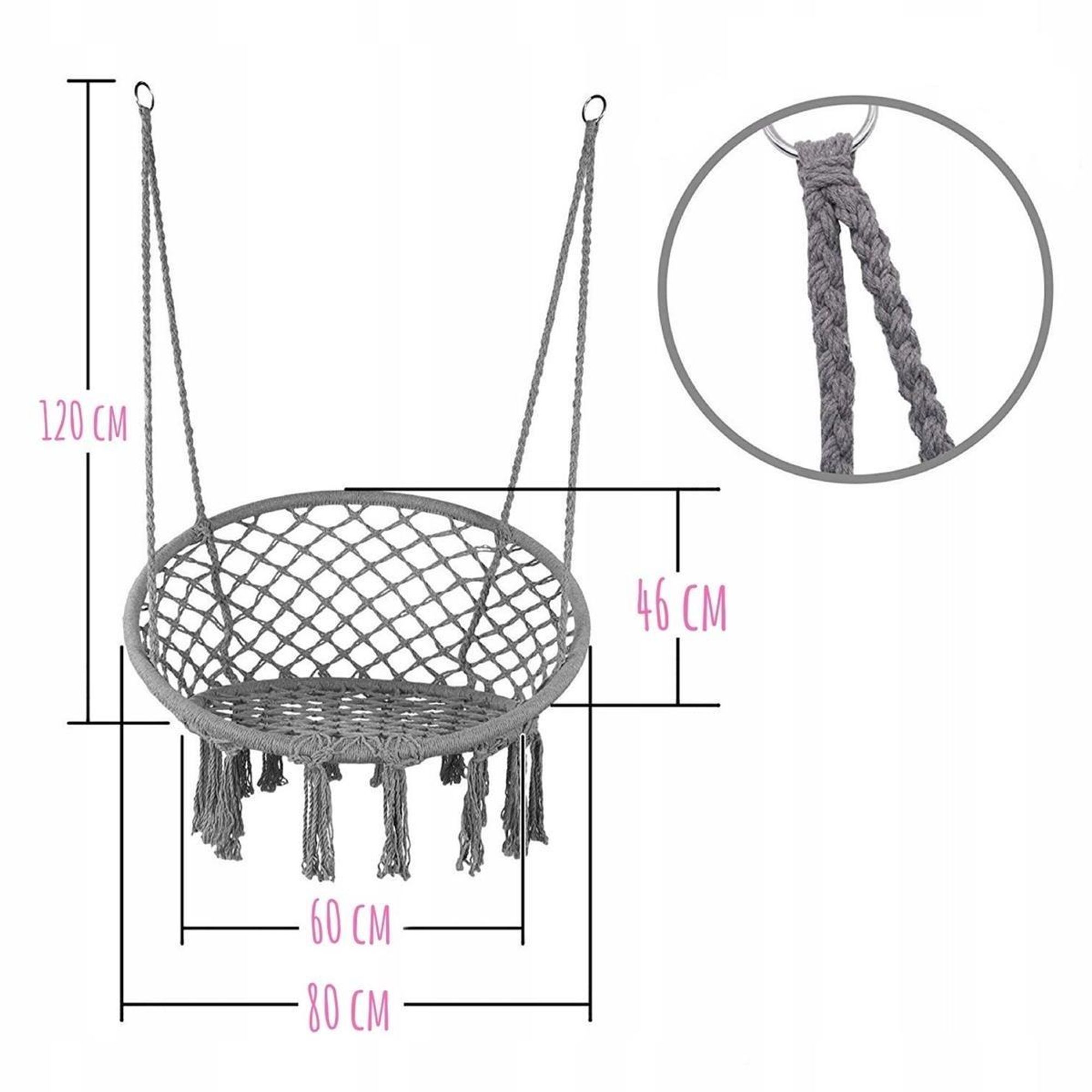 Hängesessel BLISS mit Kissen, Boho Hängestuhl Braun bis 150kg Belastbar, Baumwolle Makramee Schaukel für Garten, Balkon & Wohnzimmer, Hängeschaukel