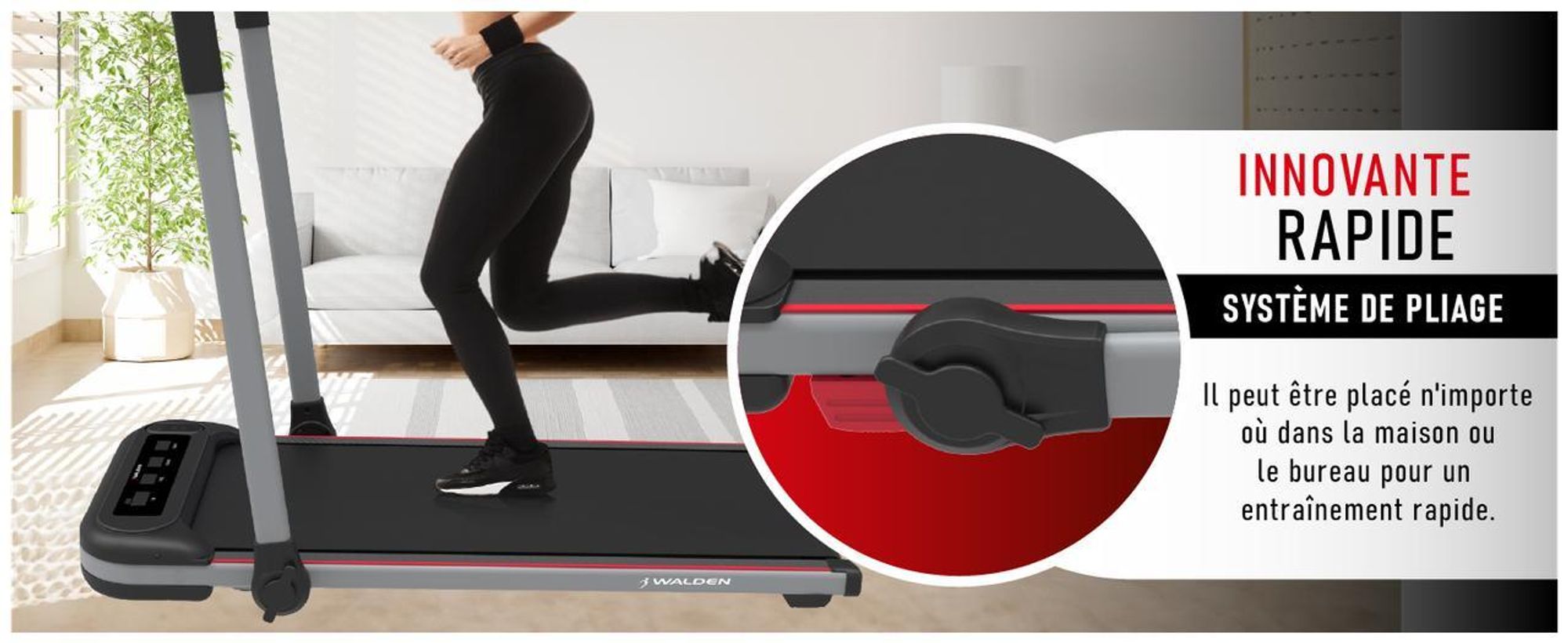 Tapis de course Walden F2600 2 en 1 Walking Pad pliable jusqu'à 10 km/h Appareil de marche électrique sous table Home Office Silencieux Télécommande Écran LCD Capacité de charge 110 kg