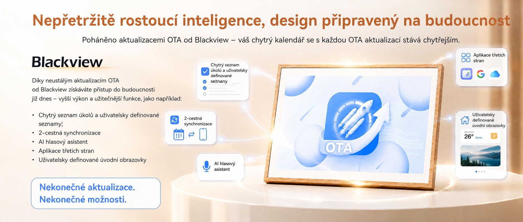 2026 NEU! 10.1 palců Blackview NEST 10 digitální kalendář a fotorámeček s dotykovým ovládáním, Wi-Fi 6, 1280x800, 16:10, IPS