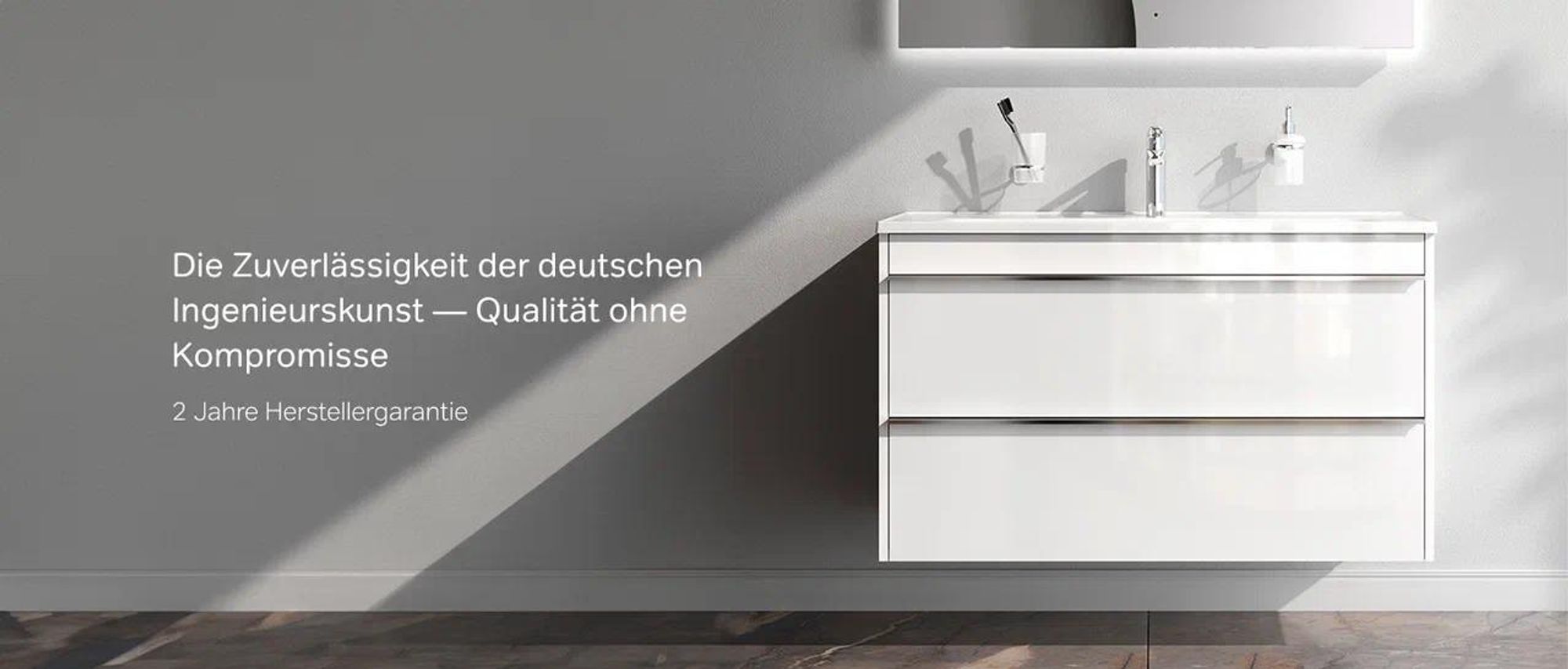 AM.PM Badmöbel Set Badezimmerschrank mit Waschbecken Hängender Waschbecken mit Unterschrank mit Soft Close, mit 2 Schubladen, 100cm, Weiß glänzend
