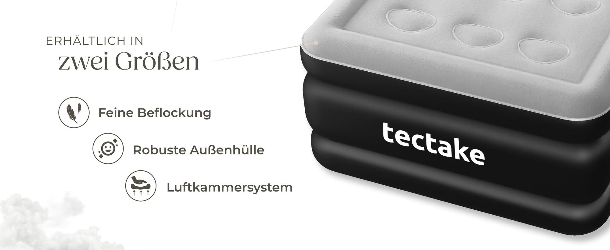 tectake® Aufblasbare Matratze AirDreams für 1 oder 2 Personen inkl. manuellem Ventil und Tragebeutel