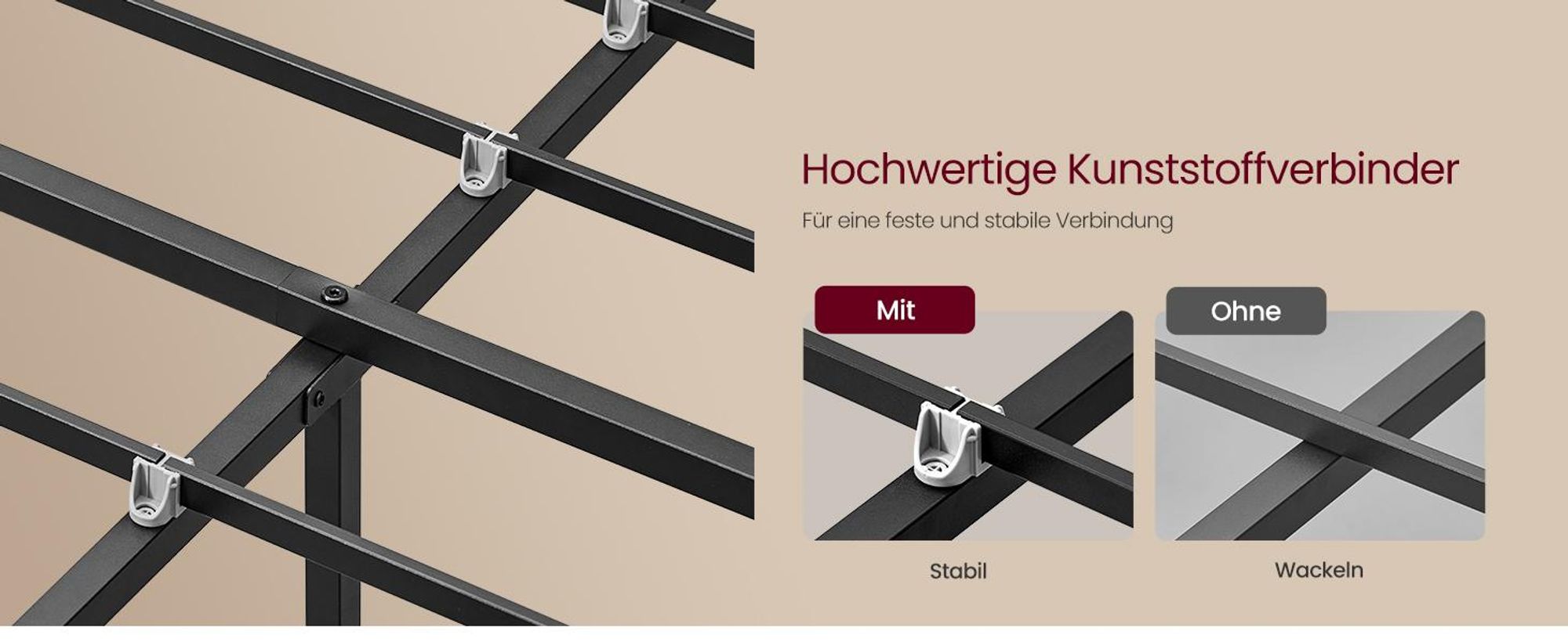 VASAGLE Doppelbett, Bettgestell, 140 x 200 cm, mit gepolstertem Kopfteil, Bettrahmen, Stahl, trägt bis zu 500 kg, grau
