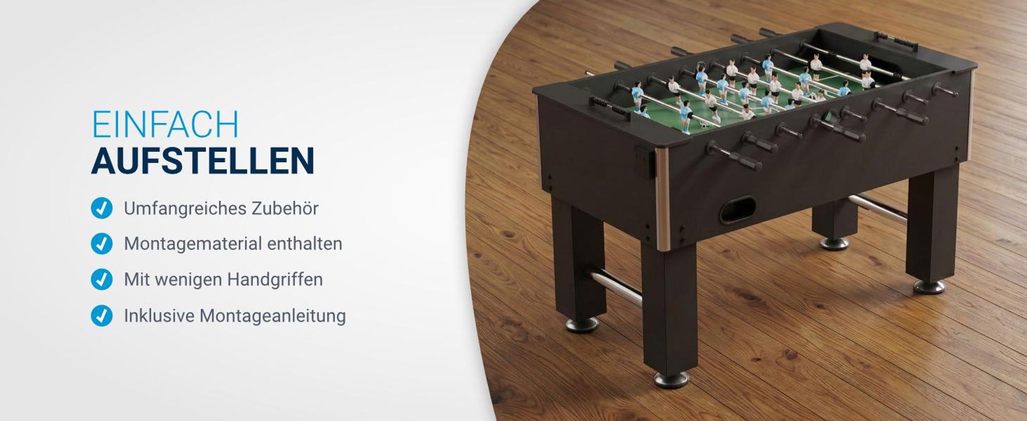 ArtSport Tischkicker Wuzzler – Kickertisch inkl. 2 Bälle mit Getränkehalter – Kicker – Tischfußball – Fußballtisch - Kickerkasten