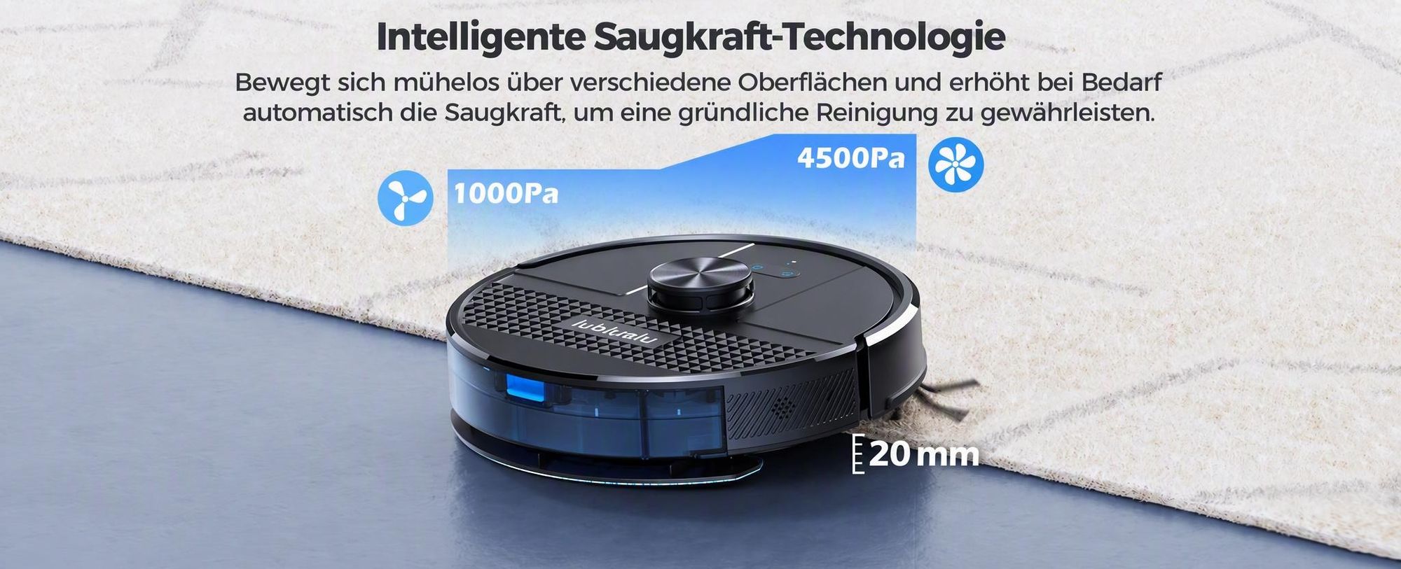 Lubluelu SL68 Saugroboter mit Wischfunktion 3in1, 4500Pa, LiDAR-Lasernavigation, Teppich-Boost, App, 55dB, Intelligente Routenplanung 120MIn