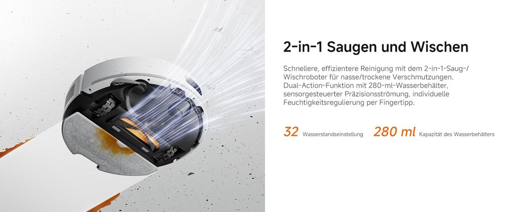 Dreame D20 Air Plus Saug- und Wischroboter mit 20.000Pa Saugkraft,Verwicklungsschutz,selbstentleerendem Dock,Teppich-Tiefenreinigung,Smart-Navigation