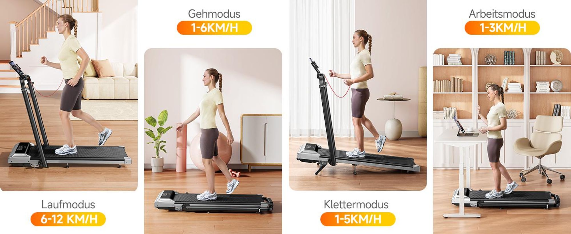 Toputure TP6 Laufband für Zuhause mit 12% Steigung, 12km/h Klappbar Laufband mit 1150MM Einziehbares Steigrohr, 6 in 1 Walking Pad, 95°/105° Drehbarer