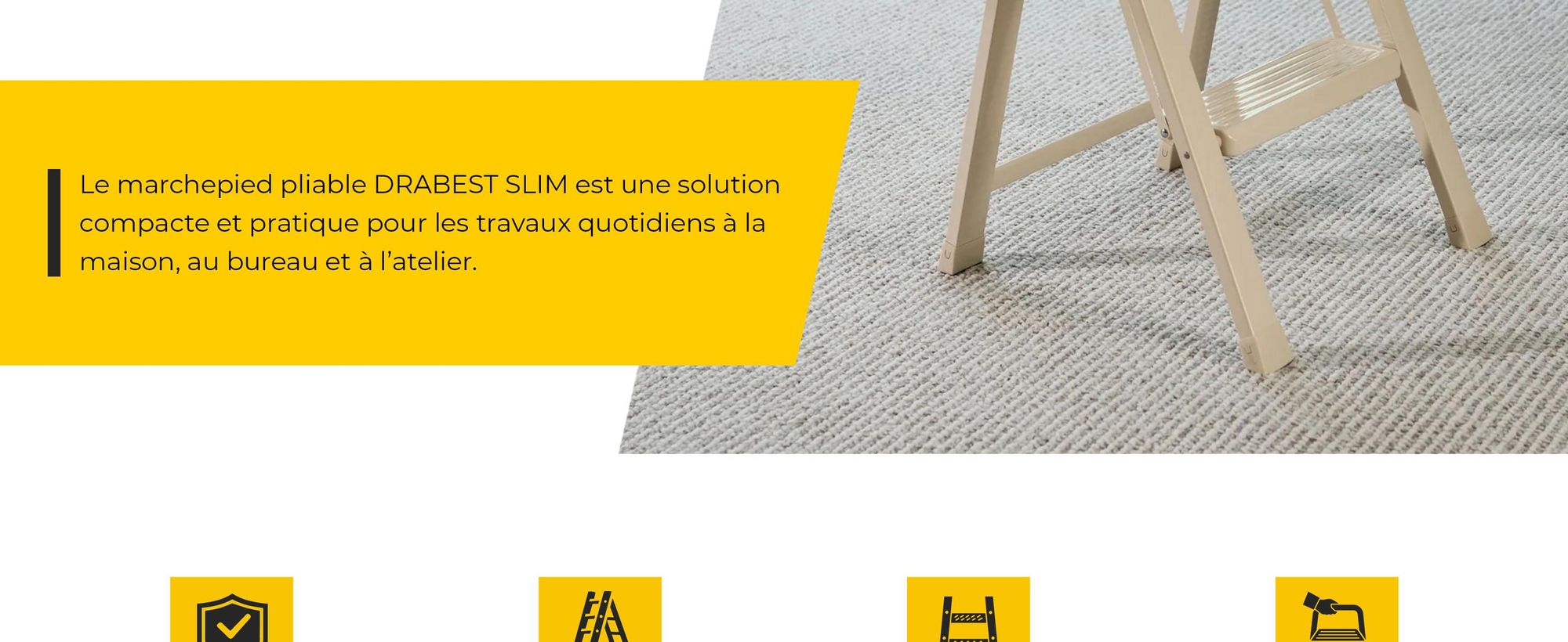 Drabest | Chef d'étage - Modèle élancé - 2 niveaux - Pliable - Charge maximale : 150 kg - Couleur crème