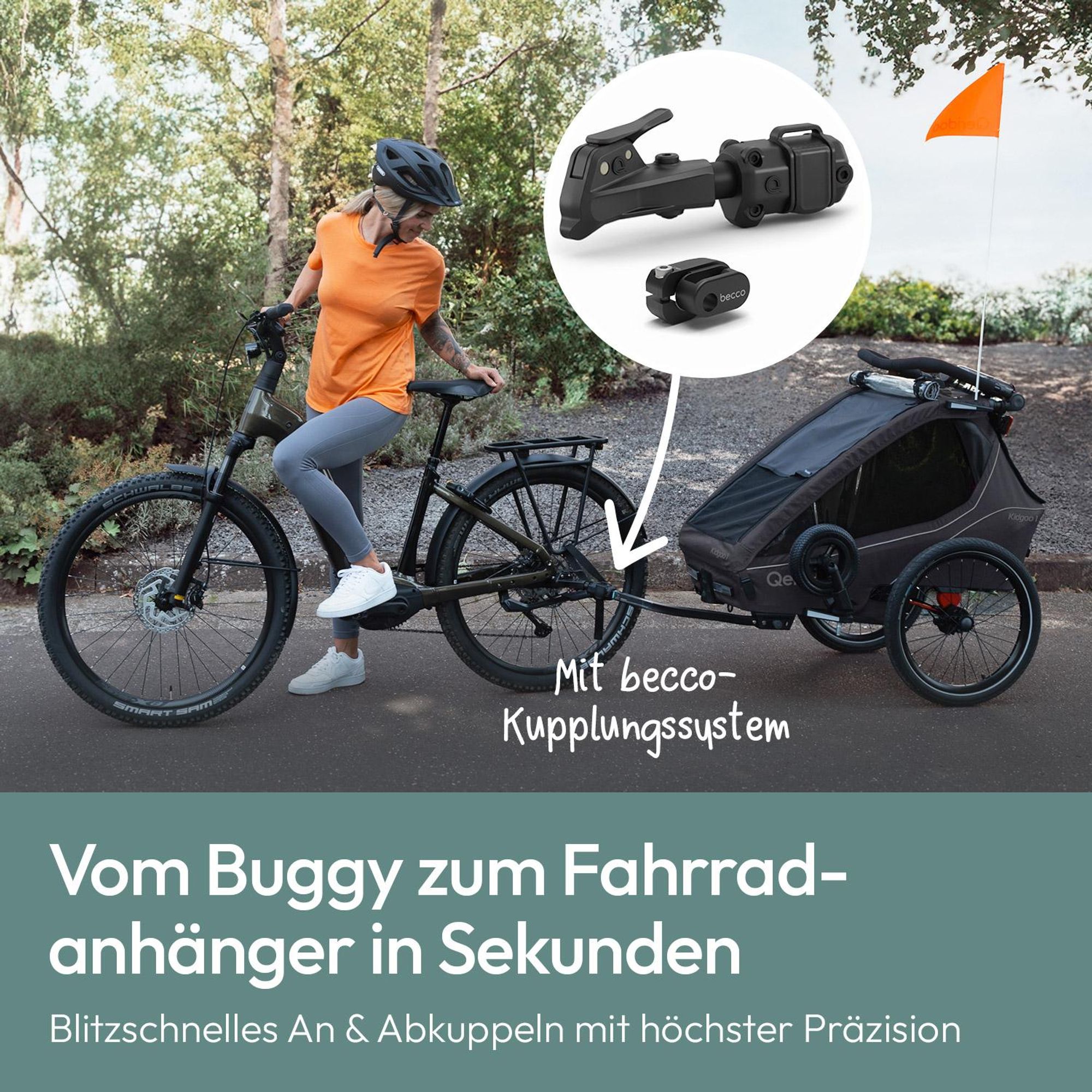 Qeridoo Kidgoo 1 - Kinderfahrradanhänger für 1 Kind, Farbe: Phantom Grey
