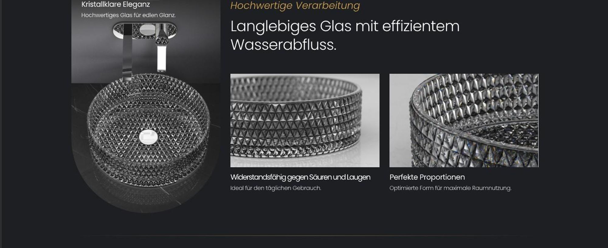 EMKE Aufsatzwaschbecken Rundes Glas– Transparentes Grau 36 x 36 x 11,2 cm Hochwertiges Design-Waschbecken für Badezimmer & Gäste-WC Waschschale