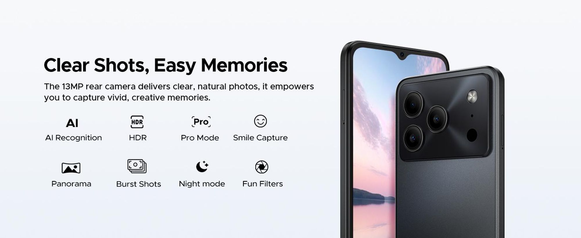 DOOGEE Note56 Pro – chytrý telefon, Android 16, 6,56" displej s obnovovací frekvencí 90 Hz, baterie 6150 mAh, 32 GB RAM + 128 GB interní paměti, 4G, podpora dvou SIM karet, 13MP fotoaparát, NFC, čtečka otisků prstů, rozpoznávání obličeje