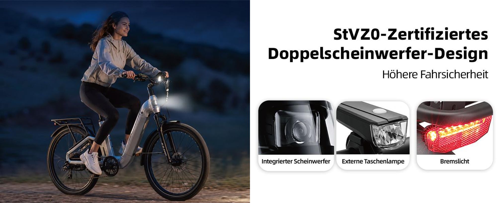 TTGO E-SUVO S6 E-Bike 28 Zoll Damen Herren, SUV, Fully, 48V 720Wh bis zu 140km, 70NM,Bremslicht,7 Gang Shimano, Softtail Elektrofahrrad Pedelec Weiß