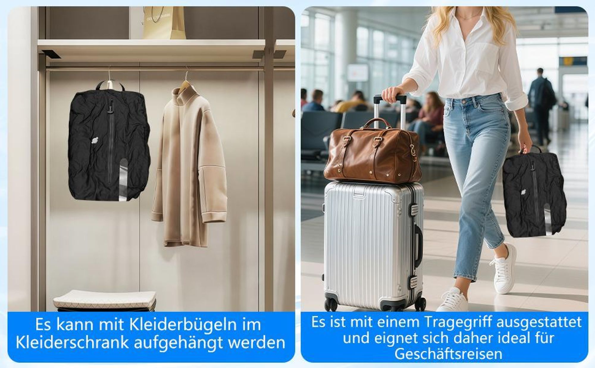 Vakuumbeutel, Vakuumsäcke, mit Pumpe, Ventil Reise Nylon Organizer, Wiederverwendbare, Platzsparend & Langlebig, für Koffer Rucksack