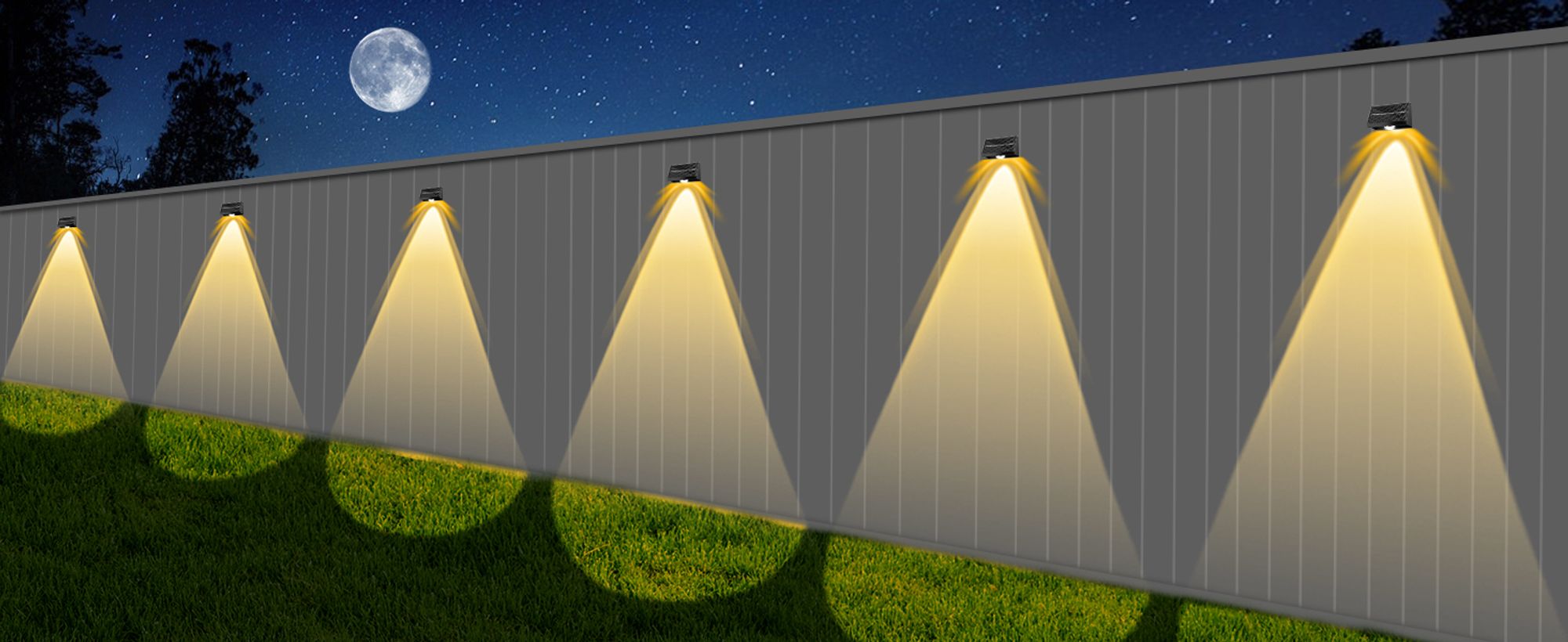 12er-Pack Solar-Zaunleuchten für den Außenbereich, wasserdicht, hohe Helligkeit, LED-Spotlinse, Deckleuchten, 7 Modi, Warm- und Kaltweiß, RGB