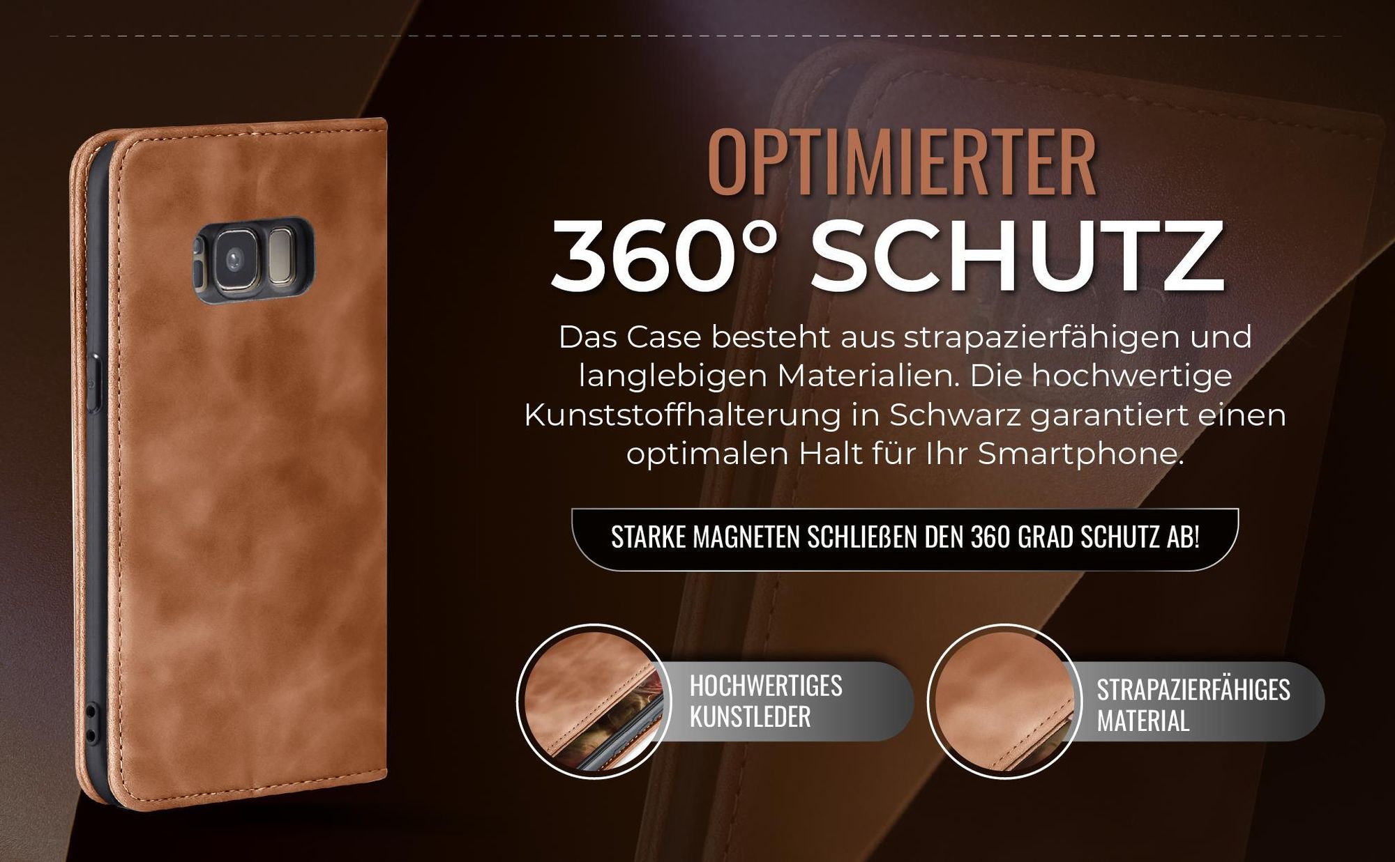 Hellbraune Handyhülle für Samsung Galaxy S8 mit 360 Grad Schutz