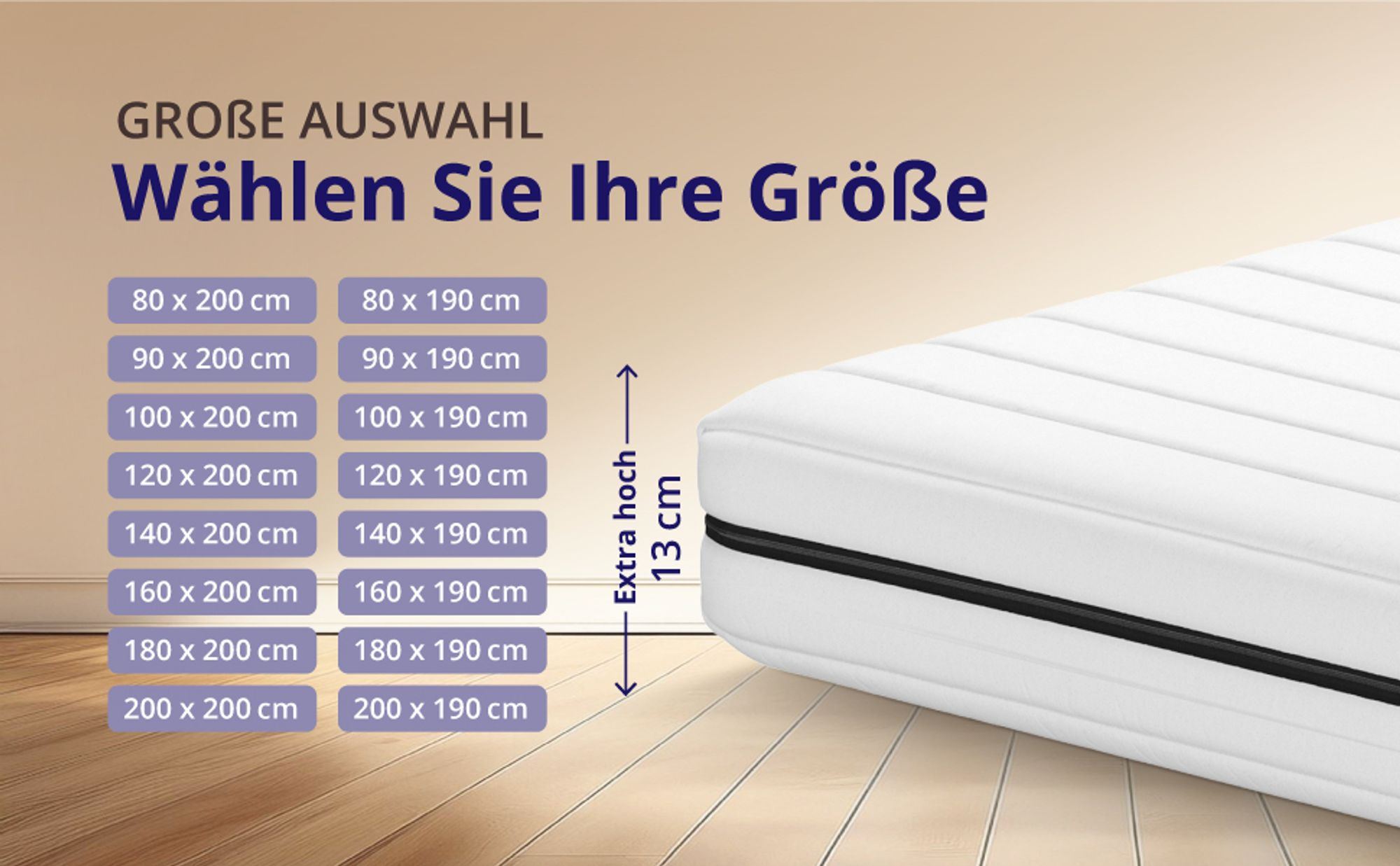 ergonomische Matratze 140x200 H2 / H3 - 7-Zonen hochwertige Qualität - 13cm