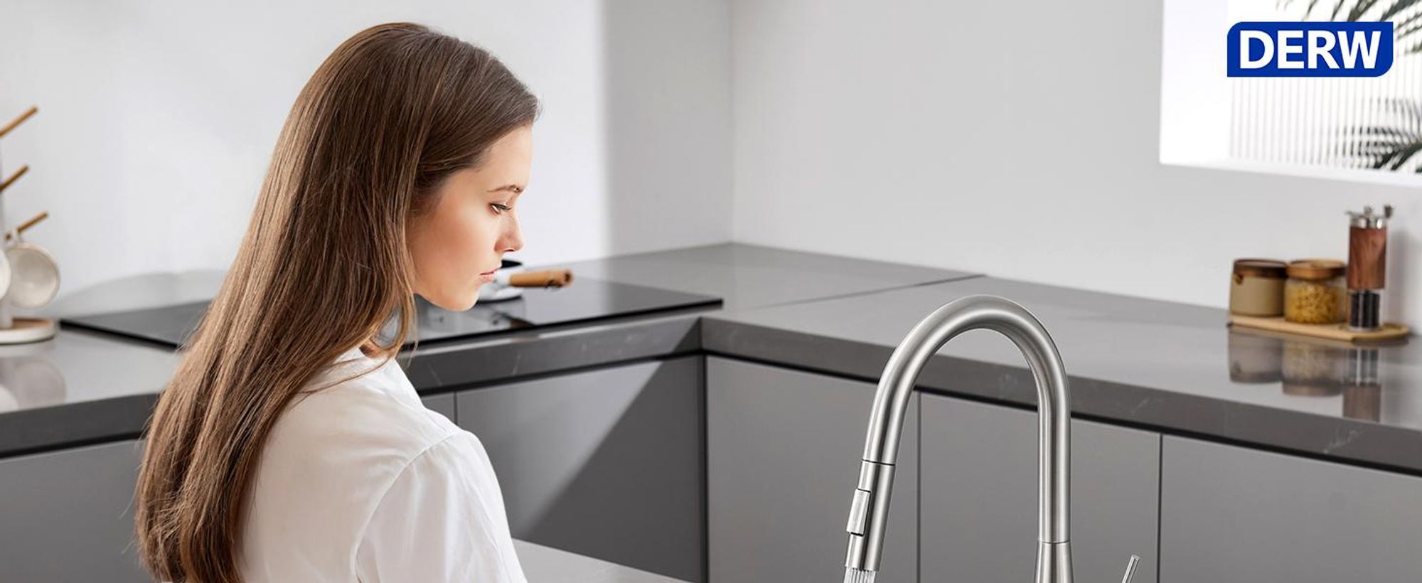 Wasserhahn Küche Ausziehbar Vasen-Design, 2 Strahlarten Hochdruckarmatur Küchenarmatur, 360° Drehbar Spültischarmatur, Cecipa Mischbatterie Spüle